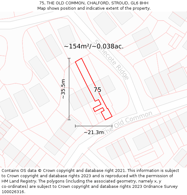 75, THE OLD COMMON, CHALFORD, STROUD, GL6 8HH: Plot and title map