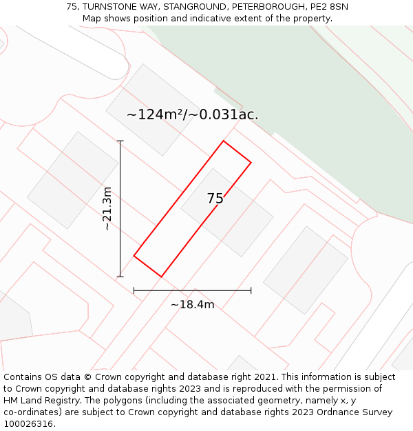 75, TURNSTONE WAY, STANGROUND, PETERBOROUGH, PE2 8SN: Plot and title map
