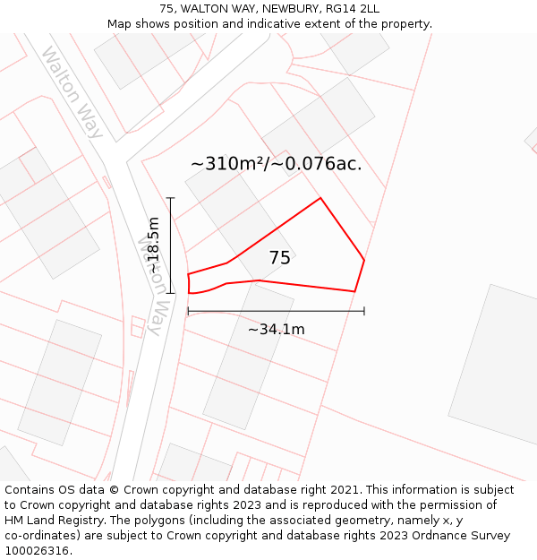 75, WALTON WAY, NEWBURY, RG14 2LL: Plot and title map