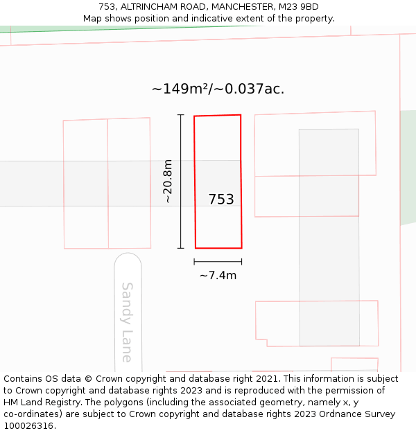 753, ALTRINCHAM ROAD, MANCHESTER, M23 9BD: Plot and title map