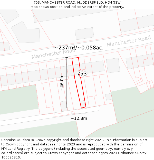 753, MANCHESTER ROAD, HUDDERSFIELD, HD4 5SW: Plot and title map