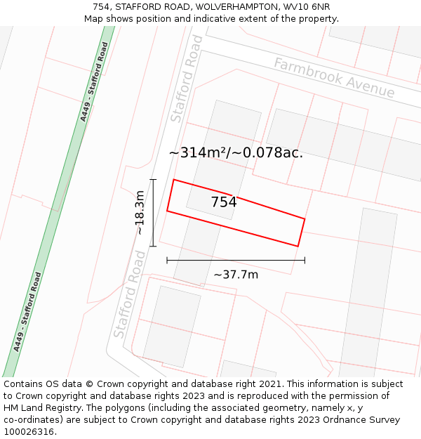 754, STAFFORD ROAD, WOLVERHAMPTON, WV10 6NR: Plot and title map