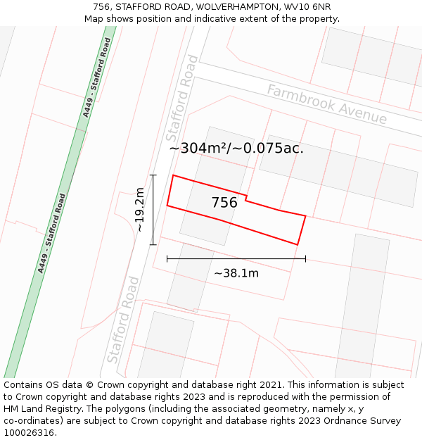 756, STAFFORD ROAD, WOLVERHAMPTON, WV10 6NR: Plot and title map