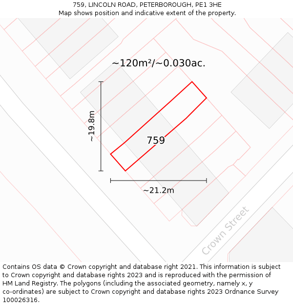 759, LINCOLN ROAD, PETERBOROUGH, PE1 3HE: Plot and title map