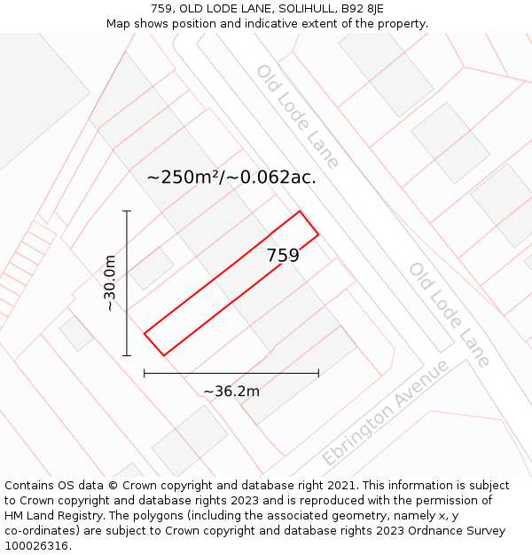 759, OLD LODE LANE, SOLIHULL, B92 8JE: Plot and title map