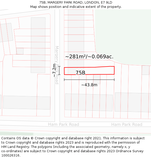 75B, MARGERY PARK ROAD, LONDON, E7 9LD: Plot and title map