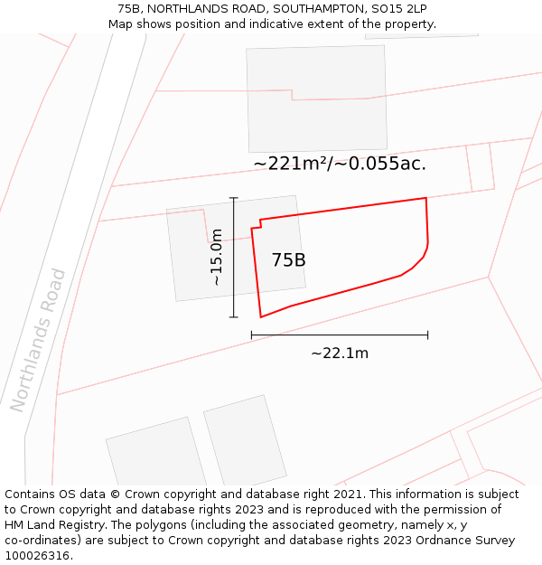 75B, NORTHLANDS ROAD, SOUTHAMPTON, SO15 2LP: Plot and title map