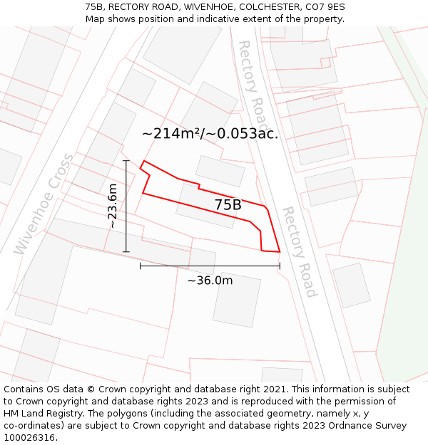 75B, RECTORY ROAD, WIVENHOE, COLCHESTER, CO7 9ES: Plot and title map