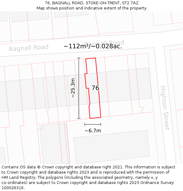 76, BAGNALL ROAD, STOKE-ON-TRENT, ST2 7AZ: Plot and title map