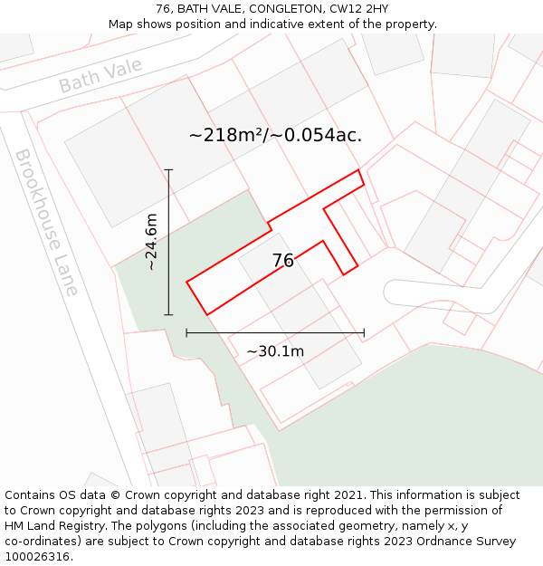 76, BATH VALE, CONGLETON, CW12 2HY: Plot and title map