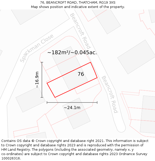 76, BEANCROFT ROAD, THATCHAM, RG19 3XS: Plot and title map
