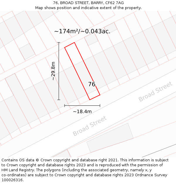 76, BROAD STREET, BARRY, CF62 7AG: Plot and title map