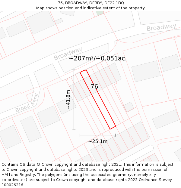76, BROADWAY, DERBY, DE22 1BQ: Plot and title map