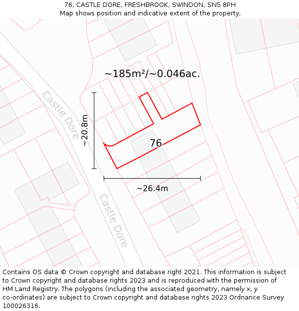 76, CASTLE DORE, FRESHBROOK, SWINDON, SN5 8PH: Plot and title map