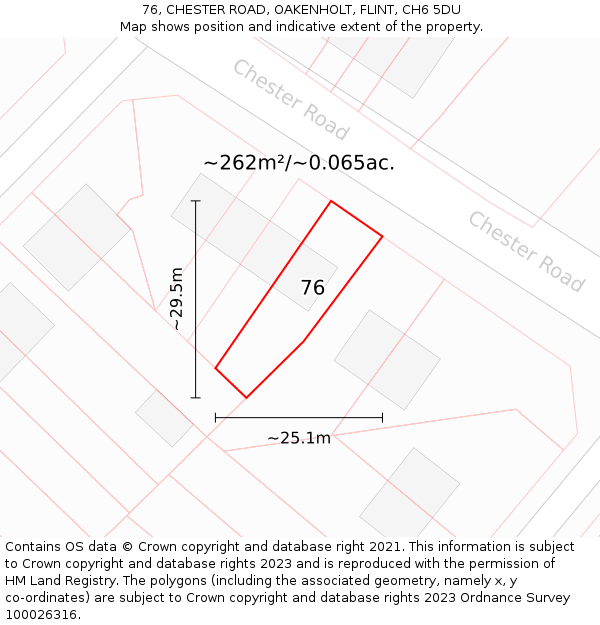 76, CHESTER ROAD, OAKENHOLT, FLINT, CH6 5DU: Plot and title map