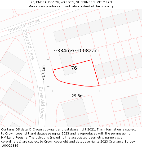 76, EMERALD VIEW, WARDEN, SHEERNESS, ME12 4PN: Plot and title map