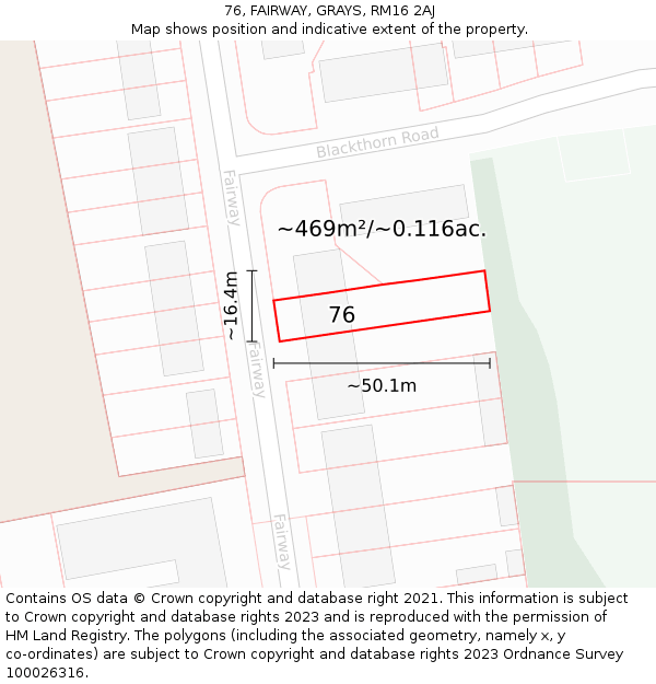 76, FAIRWAY, GRAYS, RM16 2AJ: Plot and title map