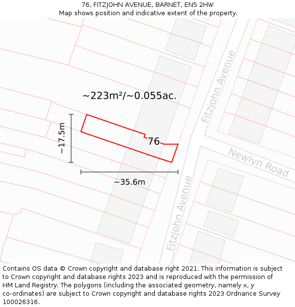 76, FITZJOHN AVENUE, BARNET, EN5 2HW: Plot and title map