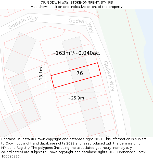 76, GODWIN WAY, STOKE-ON-TRENT, ST4 6JS: Plot and title map