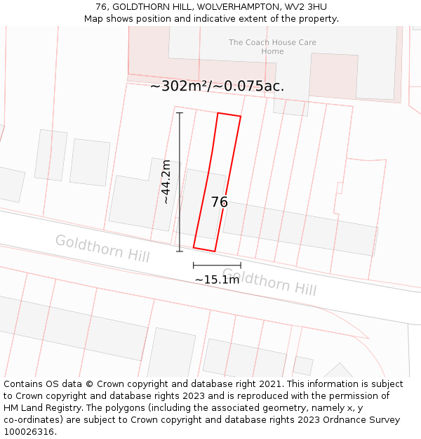 76, GOLDTHORN HILL, WOLVERHAMPTON, WV2 3HU: Plot and title map