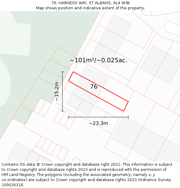 76, HARNESS WAY, ST ALBANS, AL4 9HB: Plot and title map