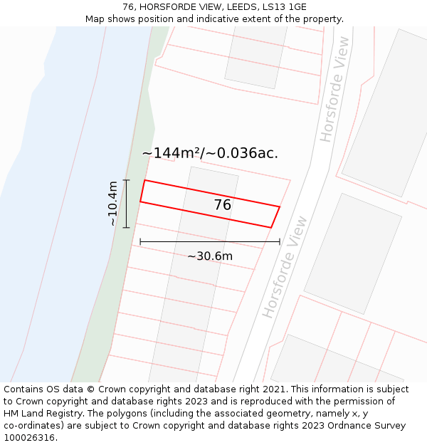 76, HORSFORDE VIEW, LEEDS, LS13 1GE: Plot and title map