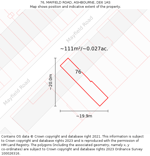 76, MAYFIELD ROAD, ASHBOURNE, DE6 1AS: Plot and title map