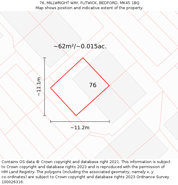 76, MILLWRIGHT WAY, FLITWICK, BEDFORD, MK45 1BQ: Plot and title map