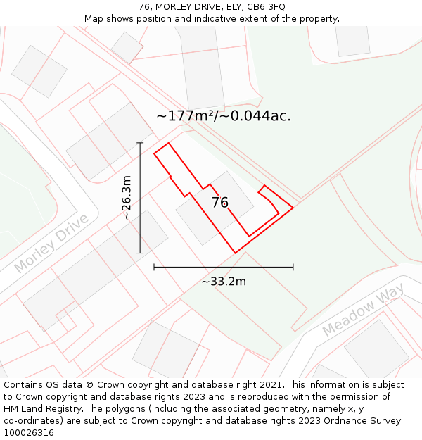 76, MORLEY DRIVE, ELY, CB6 3FQ: Plot and title map