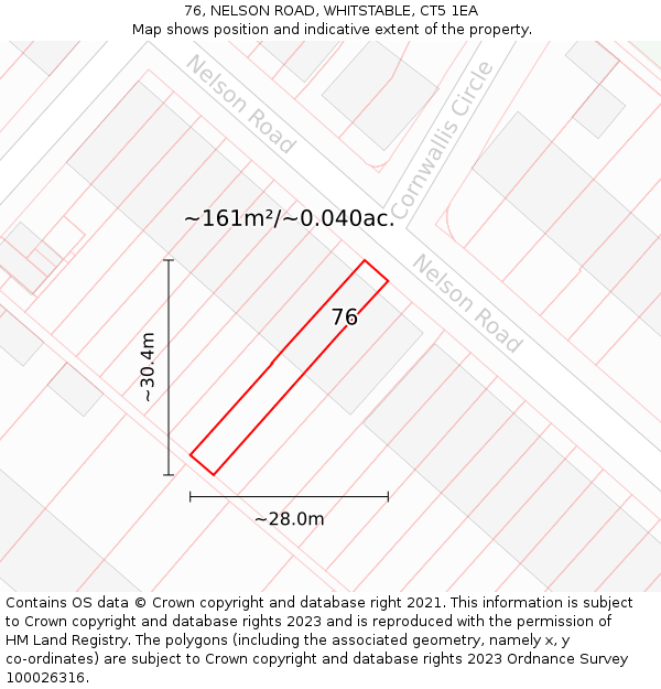 76, NELSON ROAD, WHITSTABLE, CT5 1EA: Plot and title map