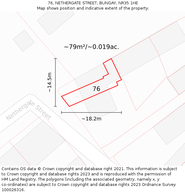 76, NETHERGATE STREET, BUNGAY, NR35 1HE: Plot and title map