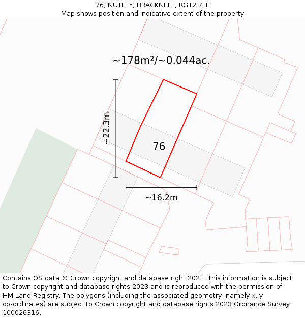 76, NUTLEY, BRACKNELL, RG12 7HF: Plot and title map
