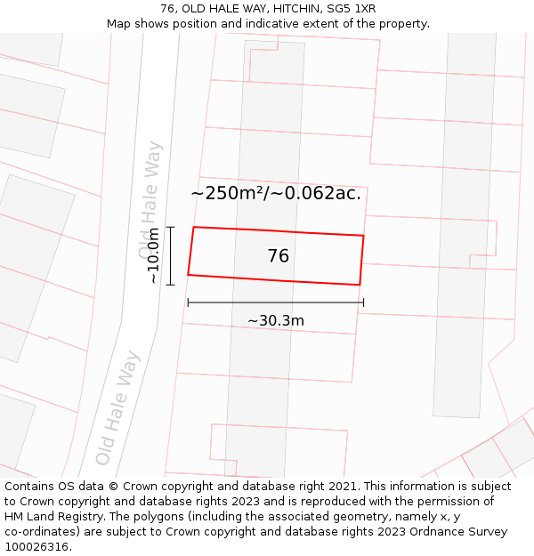 76, OLD HALE WAY, HITCHIN, SG5 1XR: Plot and title map