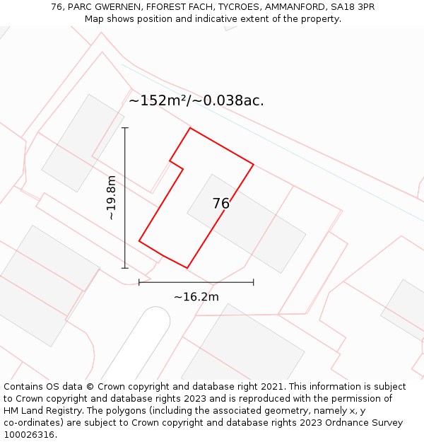 76, PARC GWERNEN, FFOREST FACH, TYCROES, AMMANFORD, SA18 3PR: Plot and title map