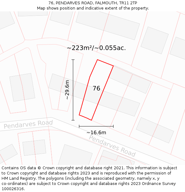76, PENDARVES ROAD, FALMOUTH, TR11 2TP: Plot and title map