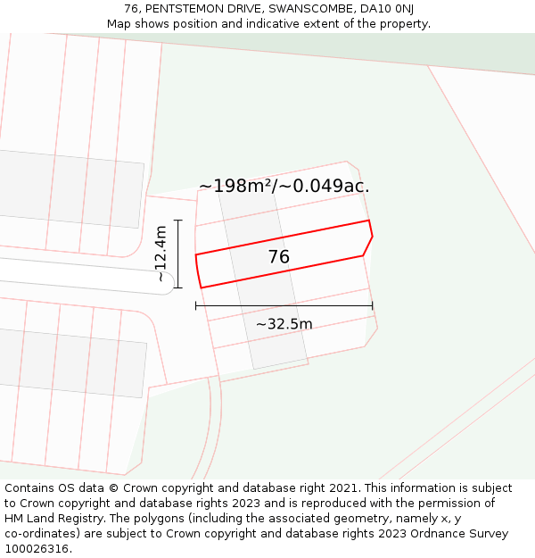 76, PENTSTEMON DRIVE, SWANSCOMBE, DA10 0NJ: Plot and title map