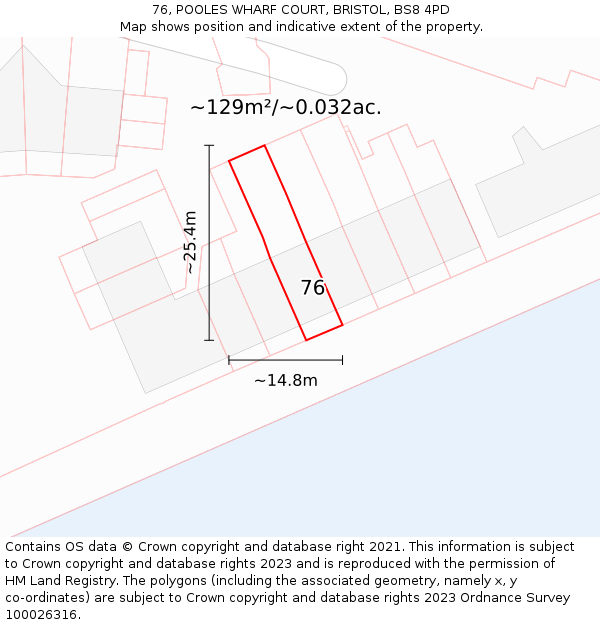 76, POOLES WHARF COURT, BRISTOL, BS8 4PD: Plot and title map
