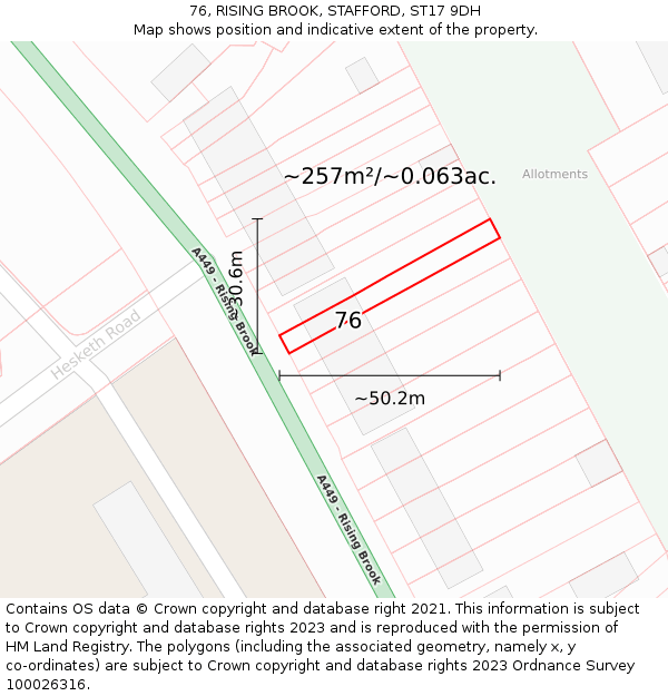 76, RISING BROOK, STAFFORD, ST17 9DH: Plot and title map