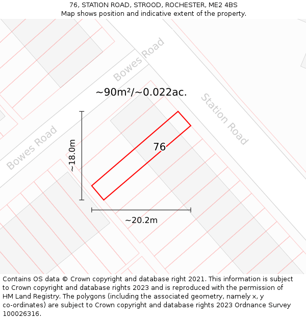 76, STATION ROAD, STROOD, ROCHESTER, ME2 4BS: Plot and title map