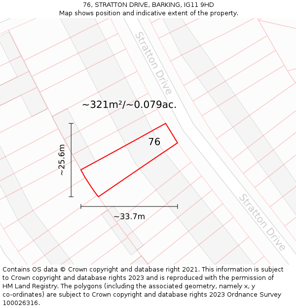 76, STRATTON DRIVE, BARKING, IG11 9HD: Plot and title map