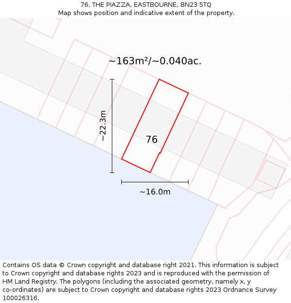 76, THE PIAZZA, EASTBOURNE, BN23 5TQ: Plot and title map