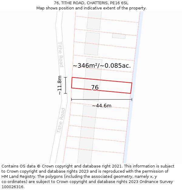 76, TITHE ROAD, CHATTERIS, PE16 6SL: Plot and title map