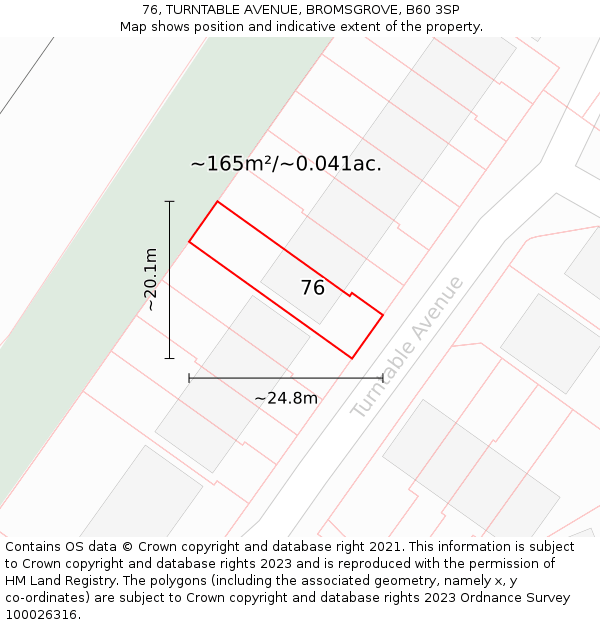 76, TURNTABLE AVENUE, BROMSGROVE, B60 3SP: Plot and title map