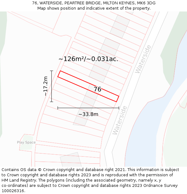76, WATERSIDE, PEARTREE BRIDGE, MILTON KEYNES, MK6 3DG: Plot and title map
