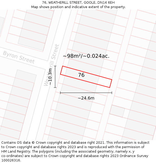 76, WEATHERILL STREET, GOOLE, DN14 6EH: Plot and title map