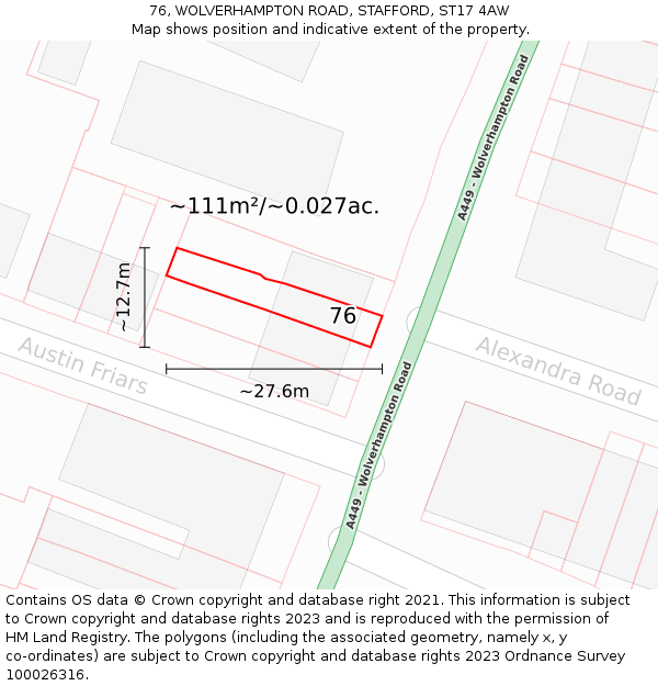 76, WOLVERHAMPTON ROAD, STAFFORD, ST17 4AW: Plot and title map