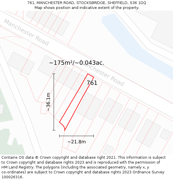 761, MANCHESTER ROAD, STOCKSBRIDGE, SHEFFIELD, S36 1DQ: Plot and title map