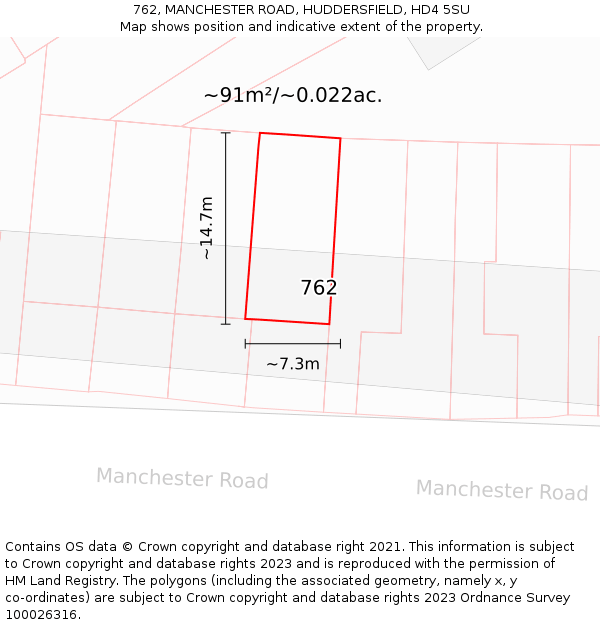 762, MANCHESTER ROAD, HUDDERSFIELD, HD4 5SU: Plot and title map