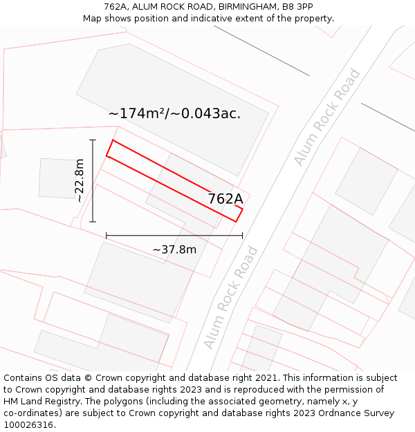 762A, ALUM ROCK ROAD, BIRMINGHAM, B8 3PP: Plot and title map