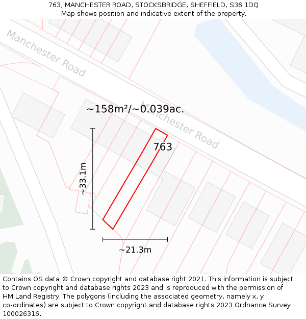 763, MANCHESTER ROAD, STOCKSBRIDGE, SHEFFIELD, S36 1DQ: Plot and title map